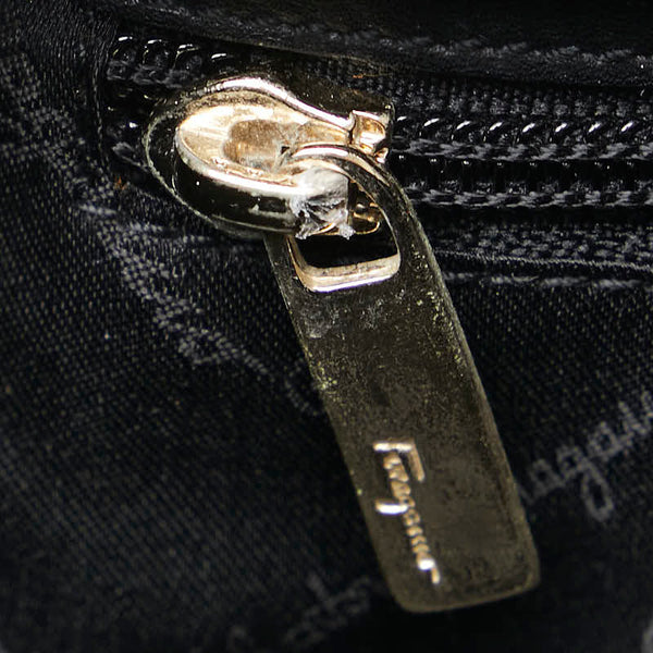 サルヴァトーレフェラガモ ガンチーニ ハンドバッグ ショルダーバッグ 2WAY AQ-21 0167 ブラック レザー レディース Salvatore Ferragamo 【中古】