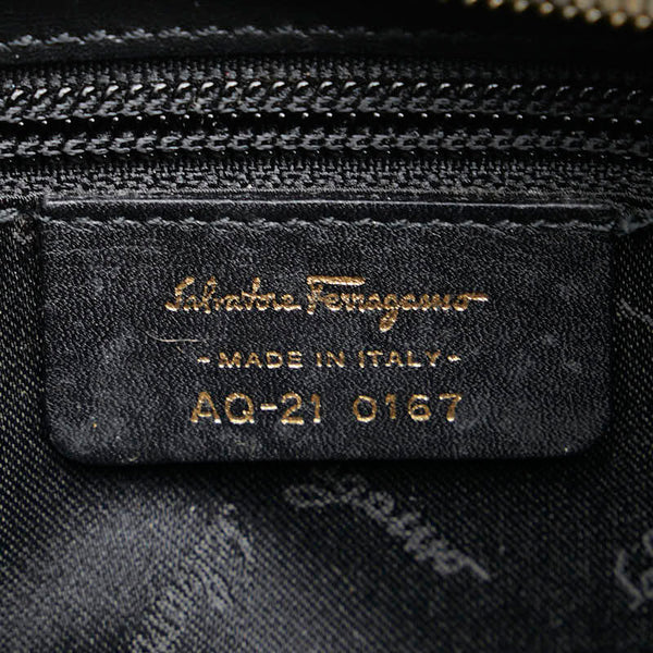 サルヴァトーレフェラガモ ガンチーニ ハンドバッグ ショルダーバッグ 2WAY AQ-21 0167 ブラック レザー レディース Salvatore Ferragamo 【中古】