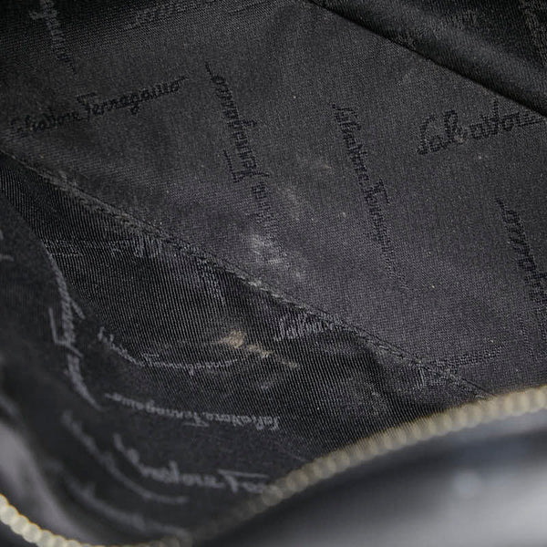 サルヴァトーレフェラガモ ガンチーニ ハンドバッグ ショルダーバッグ 2WAY AQ-21 0167 ブラック レザー レディース Salvatore Ferragamo 【中古】