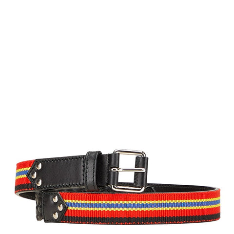 バレンシアガ ベルト サイズ:75/30 ブラック マルチカラー レザー キャンバス レディース BALENCIAGA 【中古】
