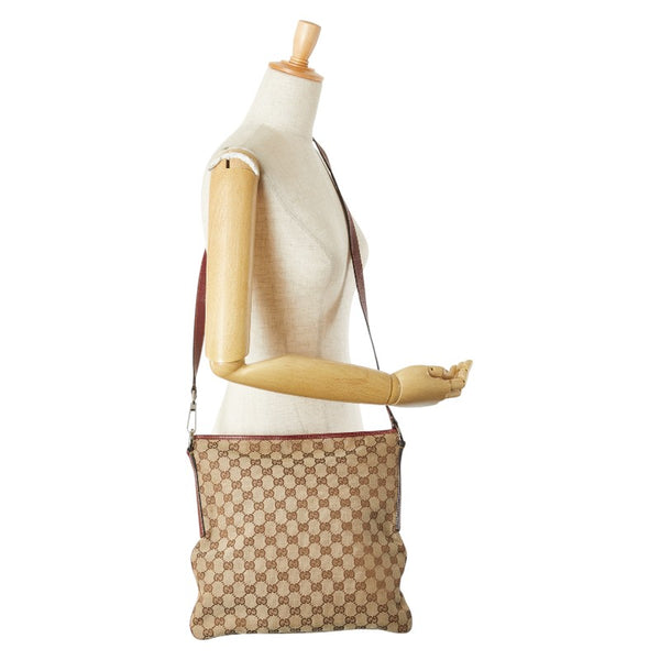 グッチ GGキャンバス ショルダーバッグ 113013 ベージュ レッド キャンバス レザー レディース GUCCI 【中古】
