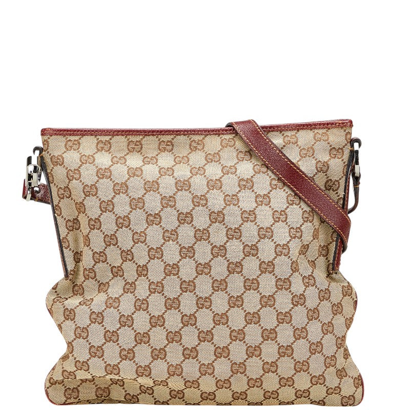 グッチ GGキャンバス ショルダーバッグ 113013 ベージュ レッド キャンバス レザー レディース GUCCI 【中古】