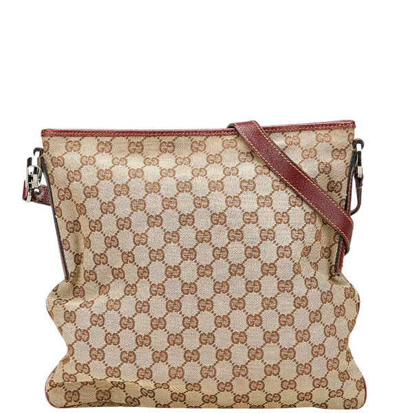 グッチ GGキャンバス ショルダーバッグ 113013 ベージュ レッド キャンバス レザー レディース GUCCI 【中古】