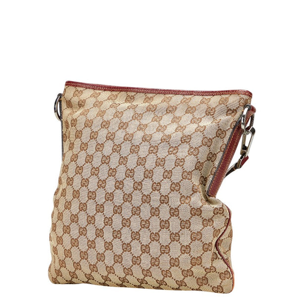 グッチ GGキャンバス ショルダーバッグ 113013 ベージュ レッド キャンバス レザー レディース GUCCI 【中古】