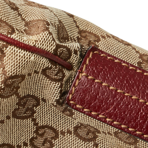 グッチ GGキャンバス ショルダーバッグ 113013 ベージュ レッド キャンバス レザー レディース GUCCI 【中古】