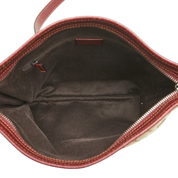 グッチ GGキャンバス ショルダーバッグ 113013 ベージュ レッド キャンバス レザー レディース GUCCI 【中古】