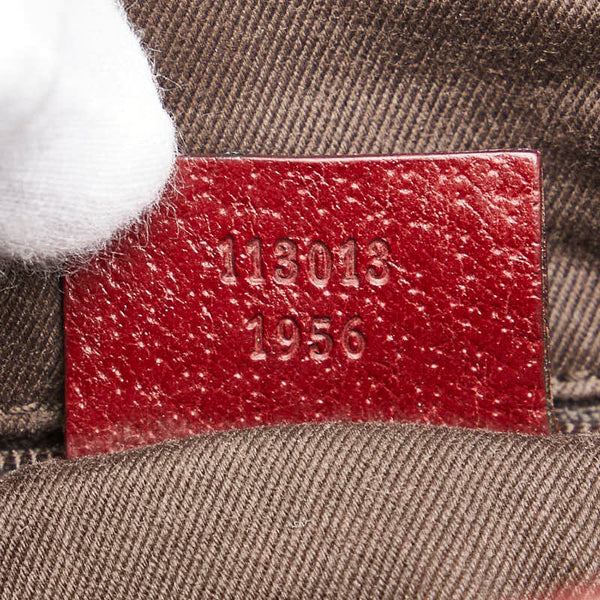 グッチ GGキャンバス ショルダーバッグ 113013 ベージュ レッド キャンバス レザー レディース GUCCI 【中古】