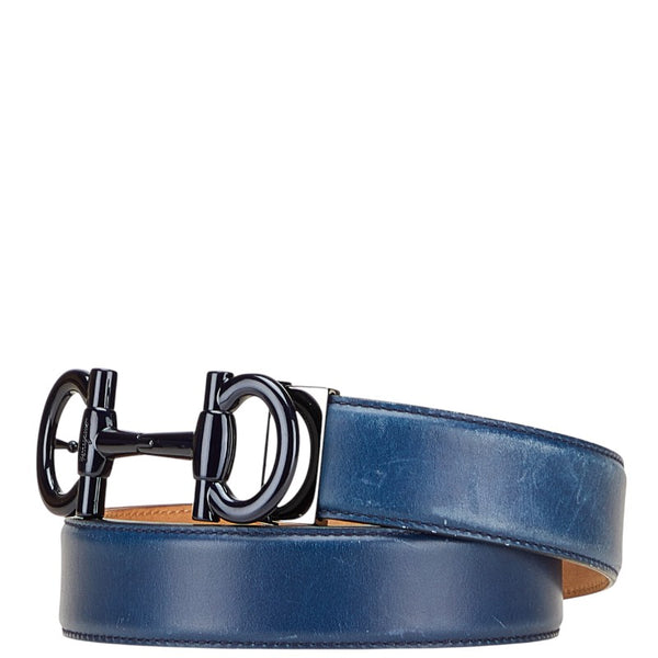 サルヴァトーレフェラガモ LIMITED EDITION ガンチーニ ベルト ブルー レザー メンズ Salvatore Ferragamo 【中古】