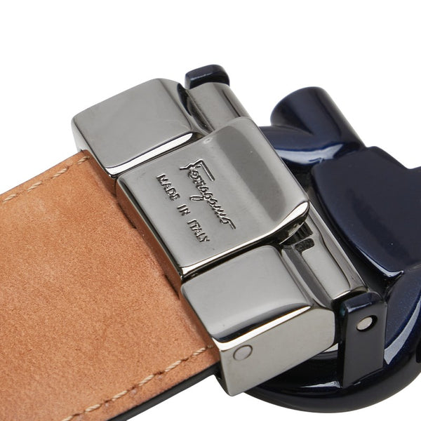 サルヴァトーレフェラガモ LIMITED EDITION ガンチーニ ベルト ブルー レザー メンズ Salvatore Ferragamo 【中古】