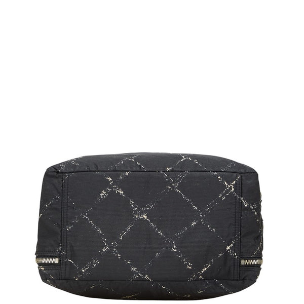 シャネル 旧トラベルライン ハンドバッグ ミニボストンバッグ ブラック ホワイト ナイロン レディース CHANEL 【中古】