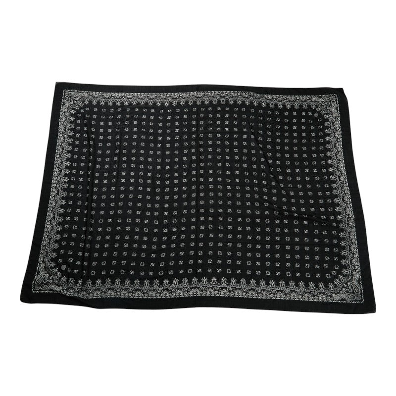 サンローラン ペイズリー モチーフ 大判スカーフ ストール ブラック ホワイト カシミヤ シルク レディース SAINT LAURENT 【中古】