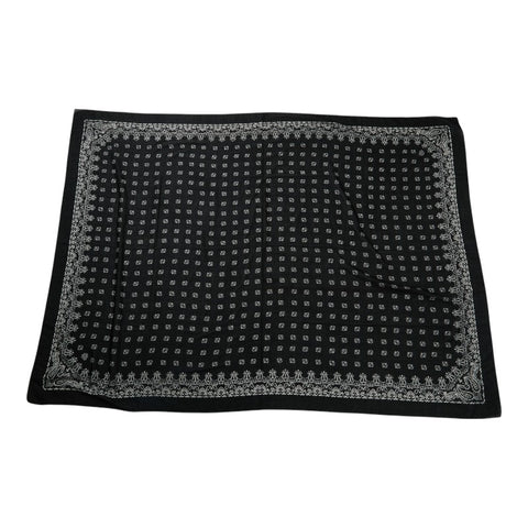 サンローラン ペイズリー モチーフ 大判スカーフ ストール ブラック ホワイト カシミヤ シルク レディース SAINT LAURENT 【中古】