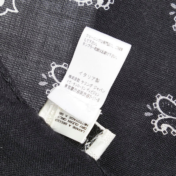 サンローラン ペイズリー モチーフ 大判スカーフ ストール ブラック ホワイト カシミヤ シルク レディース SAINT LAURENT 【中古】