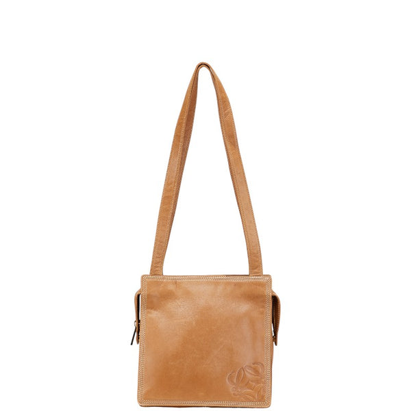 ロエベ アナグラム ショルダーバッグ ブラウン レザー レディース LOEWE 【中古】
