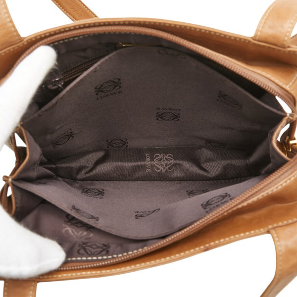 ロエベ アナグラム ショルダーバッグ ブラウン レザー レディース LOEWE 【中古】