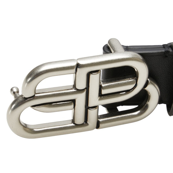バレンシアガ BBロゴバックル ベルト サイズ:100 ブラック レザー メンズ BALENCIAGA 【中古】
