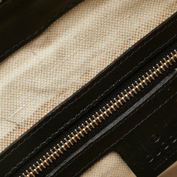 グッチ ディアマンテ ハンドバッグ トートバッグ 257341 ブラック ベージュ キャンバス レザー レディース GUCCI 【中古】