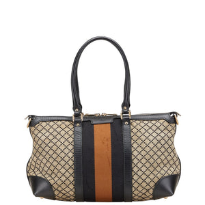 グッチ ディアマンテ ハンドバッグ トートバッグ 257341 ブラック ベージュ キャンバス レザー レディース GUCCI 【中古】