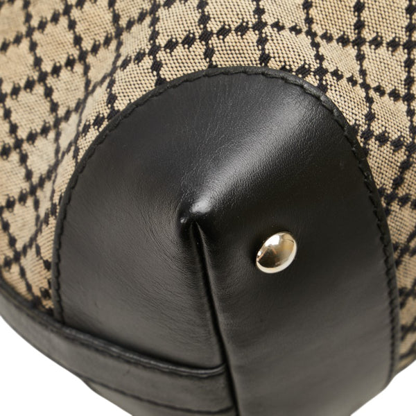 グッチ ディアマンテ ハンドバッグ トートバッグ 257341 ブラック ベージュ キャンバス レザー レディース GUCCI 【中古】