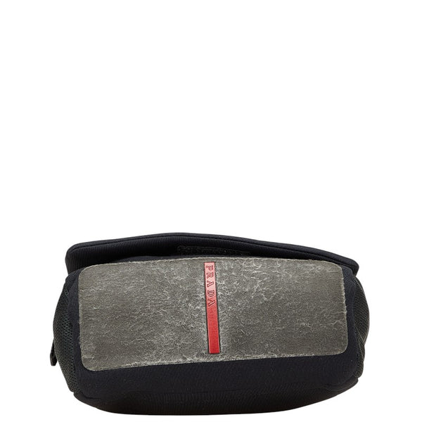 プラダ スポーツライン ロゴ 斜め掛け ショルダーバッグ ブラック ポリウレタン レディース PRADA 【中古】