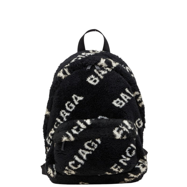 バレンシアガ エブリデイ リュック バックパック ブラック ホワイト フェイクファー レザー レディース BALENCIAGA 【中古】