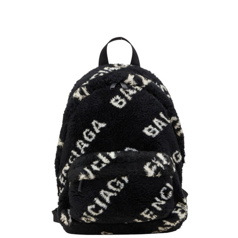 バレンシアガ エブリデイ リュック バックパック ブラック ホワイト フェイクファー レザー レディース BALENCIAGA 【中古】