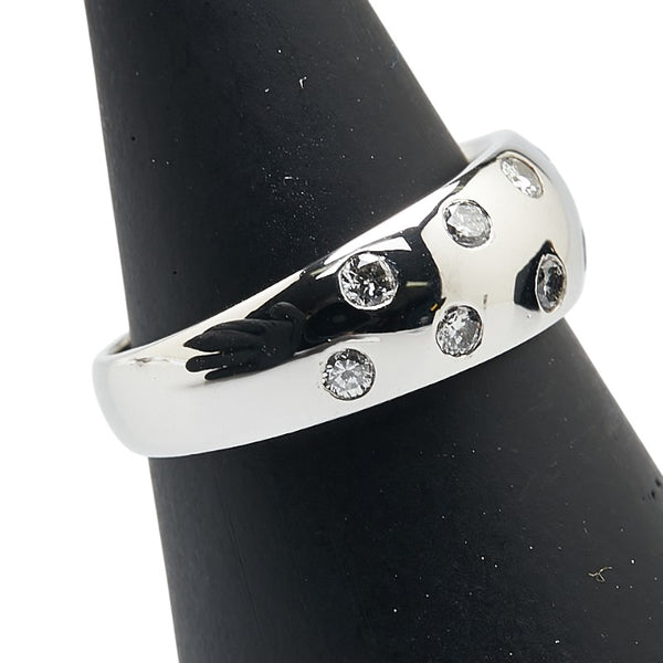Pt900 プラチナ ダイヤ0.35ct ドット 水玉 リング 指輪 レディース 9.5号 【中古】