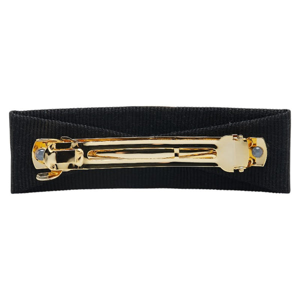 サルヴァトーレフェラガモ ヴァラリボン バレッタ ゴールド ブラック メッキ キャンバス レディース Salvatore Ferragamo 【中古】