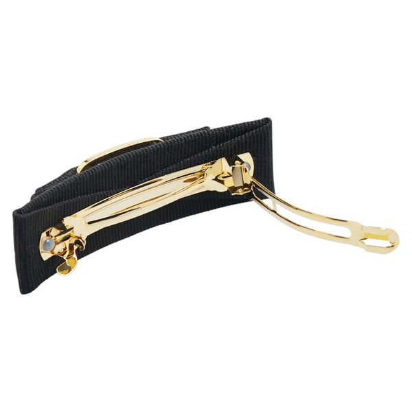 サルヴァトーレフェラガモ ヴァラリボン バレッタ ゴールド ブラック メッキ キャンバス レディース Salvatore Ferragamo 【中古】