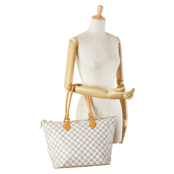 ルイ ヴィトン ダミエ アズール サレヤMM トートバッグ ショルダーバッグ N51185 ホワイト PVC レザー レディース LOUIS VUITTON 【中古】