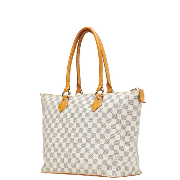 ルイ ヴィトン ダミエ アズール サレヤMM トートバッグ ショルダーバッグ N51185 ホワイト PVC レザー レディース LOUIS VUITTON 【中古】