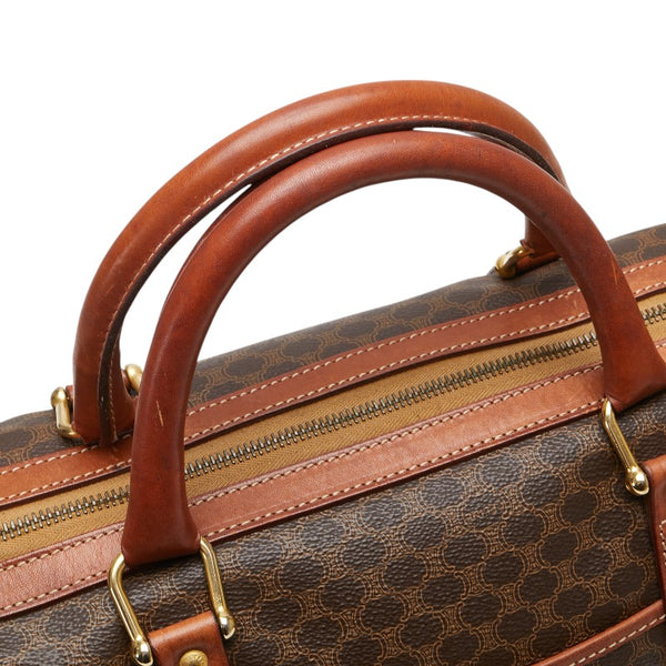 セリーヌ マカダム ミニボストンバッグ ブラウン PVC レザー レディース CELINE 【中古】
