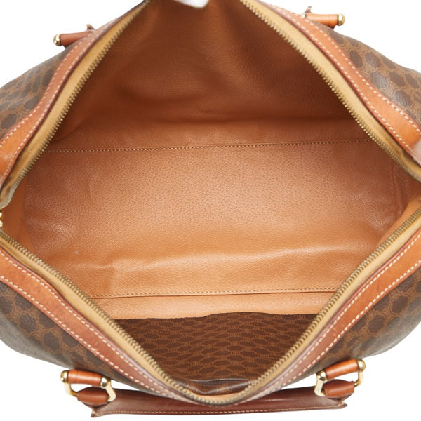 セリーヌ マカダム ミニボストンバッグ ブラウン PVC レザー レディース CELINE 【中古】