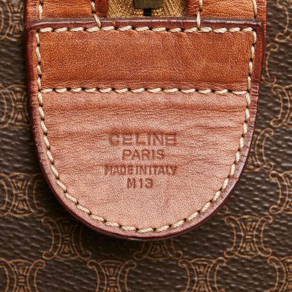 セリーヌ マカダム ミニボストンバッグ ブラウン PVC レザー レディース CELINE 【中古】