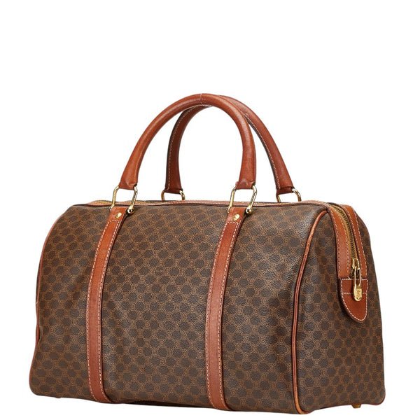 セリーヌ マカダム ミニボストンバッグ ブラウン PVC レザー レディース CELINE 【中古】
