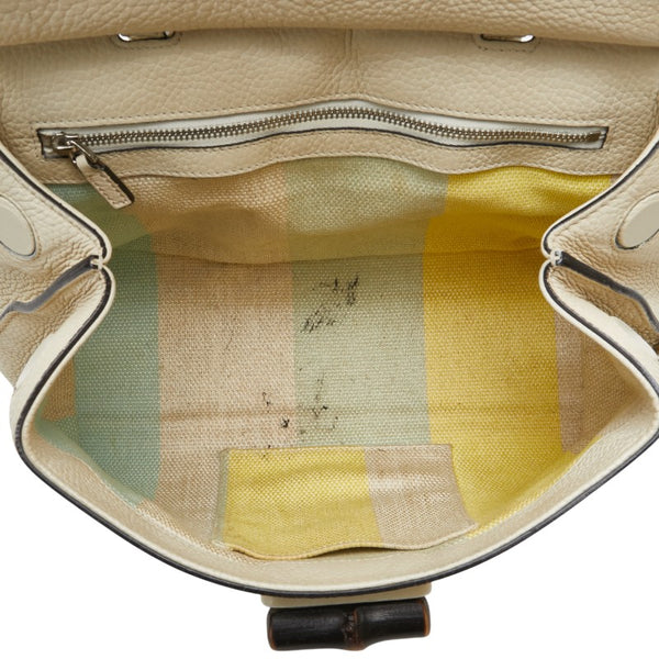 グッチ デイリー バンブー ハンドバッグ ショルダーバッグ 2WAY 370831 ホワイト レザー レディース GUCCI 【中古】