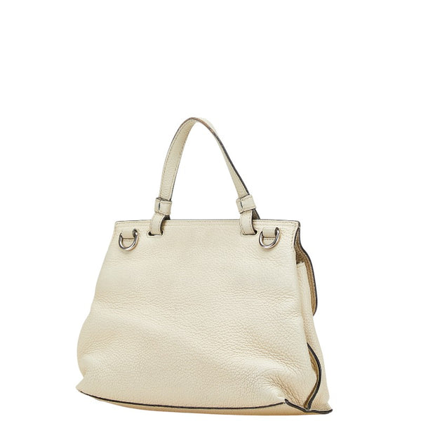 グッチ デイリー バンブー ハンドバッグ ショルダーバッグ 2WAY 370831 ホワイト レザー レディース GUCCI 【中古】