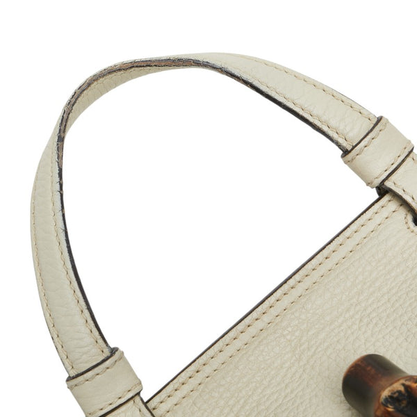 グッチ デイリー バンブー ハンドバッグ ショルダーバッグ 2WAY 370831 ホワイト レザー レディース GUCCI 【中古】