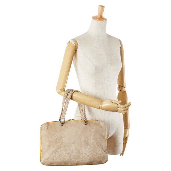 ボッテガヴェネタ イントレチャート ハンドバッグ ベージュ マルチカラー レザー レディース BOTTEGAVENETA 【中古】