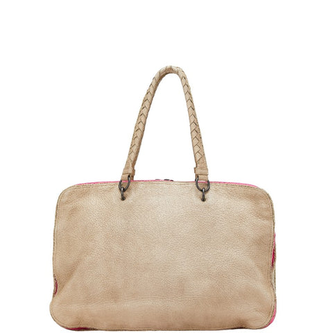 ボッテガヴェネタ イントレチャート ハンドバッグ ベージュ マルチカラー レザー レディース BOTTEGAVENETA 【中古】