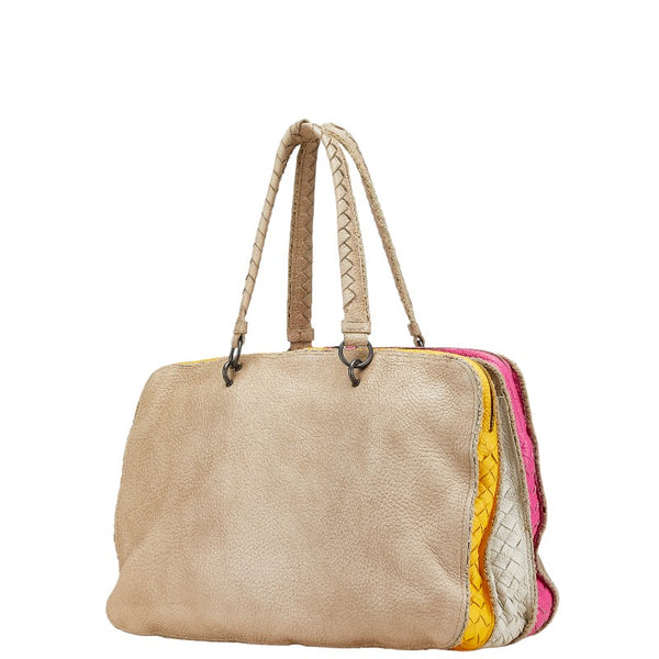 ボッテガヴェネタ イントレチャート ハンドバッグ ベージュ マルチカラー レザー レディース BOTTEGAVENETA 【中古】