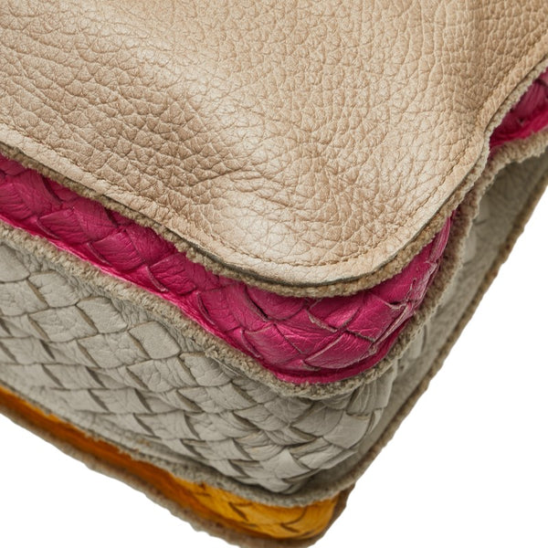 ボッテガヴェネタ イントレチャート ハンドバッグ ベージュ マルチカラー レザー レディース BOTTEGAVENETA 【中古】