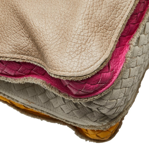 ボッテガヴェネタ イントレチャート ハンドバッグ ベージュ マルチカラー レザー レディース BOTTEGAVENETA 【中古】