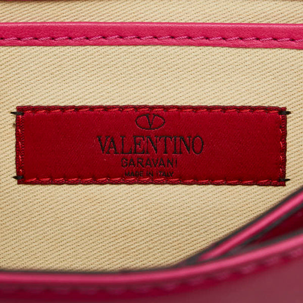 ヴァレンティノ ロックスタッズ チェーン ショルダーバッグ ピンク レザー レディース VALENTINO 【中古】