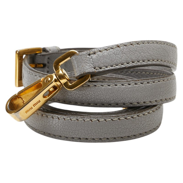 ミュウミュウ ショルダーストラップ グレー レザー レディース MIUMIU 【中古】