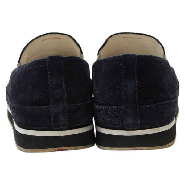 プラダ ロゴ スリッポン サイズ：37.5 ネイビー スエード レディース PRADA 【中古】