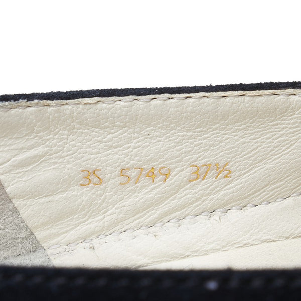 プラダ ロゴ スリッポン サイズ：37.5 ネイビー スエード レディース PRADA 【中古】