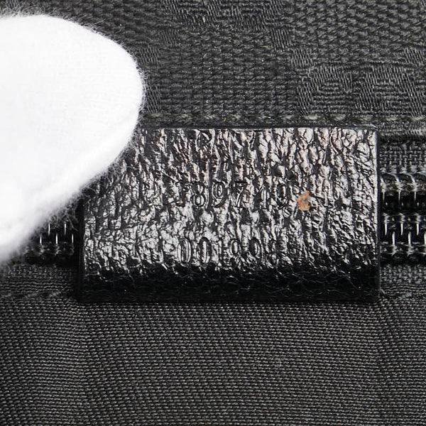 グッチ GGキャンバス シェリーライン 斜め掛け ショルダーバッグ 189749 ブラック キャンバス レザー レディース GUCCI 【中古】