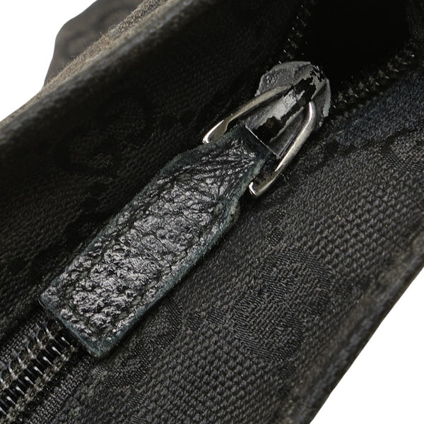 グッチ GGキャンバス シェリーライン 斜め掛け ショルダーバッグ 189749 ブラック キャンバス レザー レディース GUCCI 【中古】