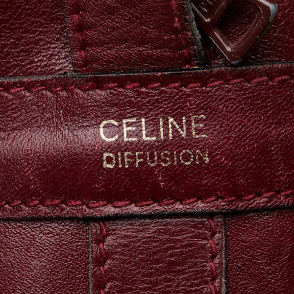 セリーヌ マカダム 斜め掛け ショルダーバッグ ワインレッド ボルドー スウェード レザー レディース CELINE 【中古】